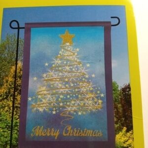 Holiday Meadow Creek Suede Garden Flag 12.5x18"  Double sided, "Gold Chr…